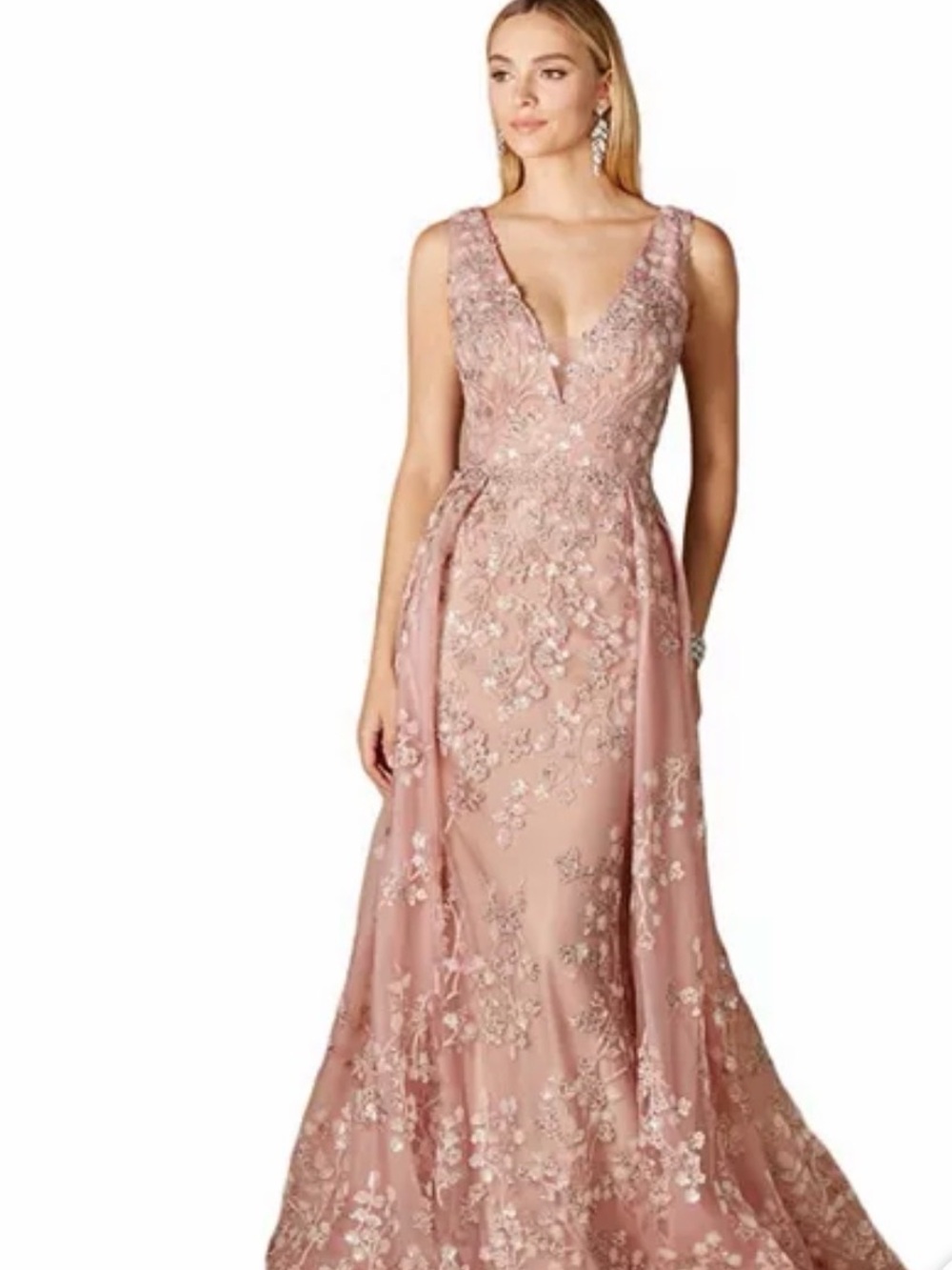 LARA $822 Blush Floral Applique Gown Prom, Formal- Size 6